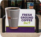 7-Eleven fresh ground coffee outdoor sign